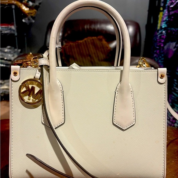 Michael Kors Maple Optic White Women Leather Satchel NWT - Picture 3 of 11